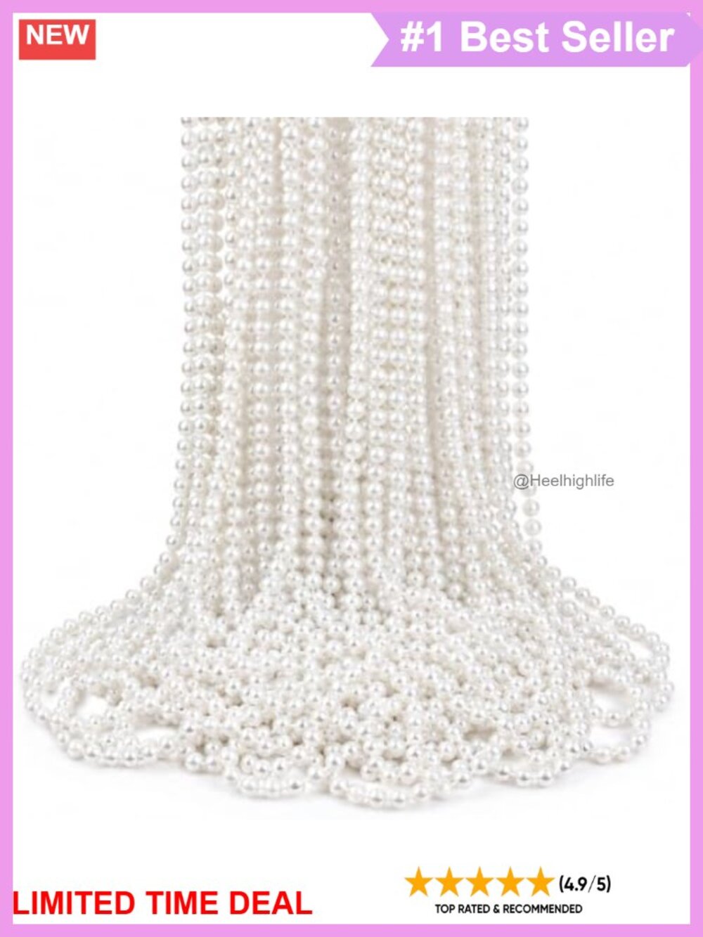 Faux Pearl Necklaces 50pc 6mm Beaded 31in Layering Party Jewelry Set